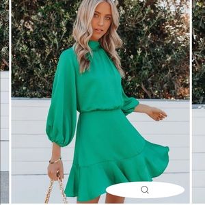 Vici textured satin green dress